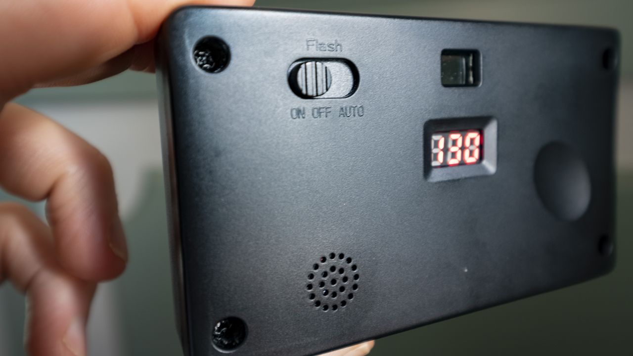 Rear of Camp Snap camera and it's LED photo counter