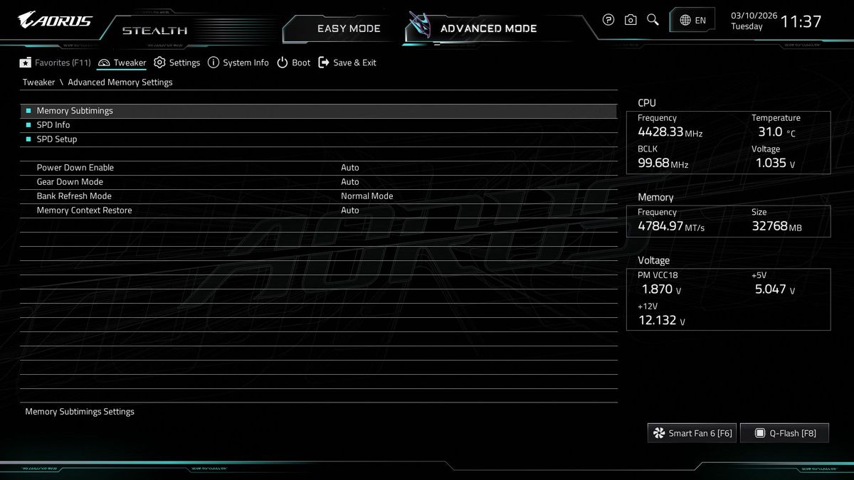 Gigabyte X870 Aorus Stealth - BIOS