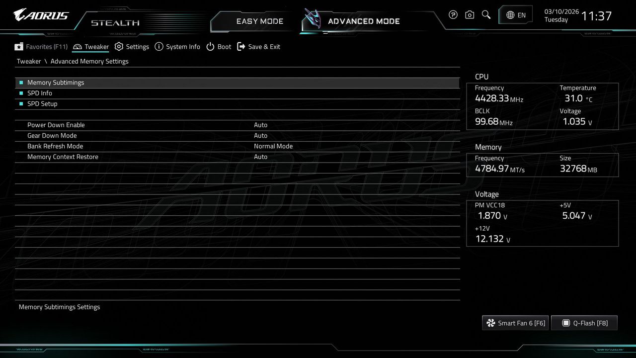 Gigabyte X870 Aorus Stealth - BIOS