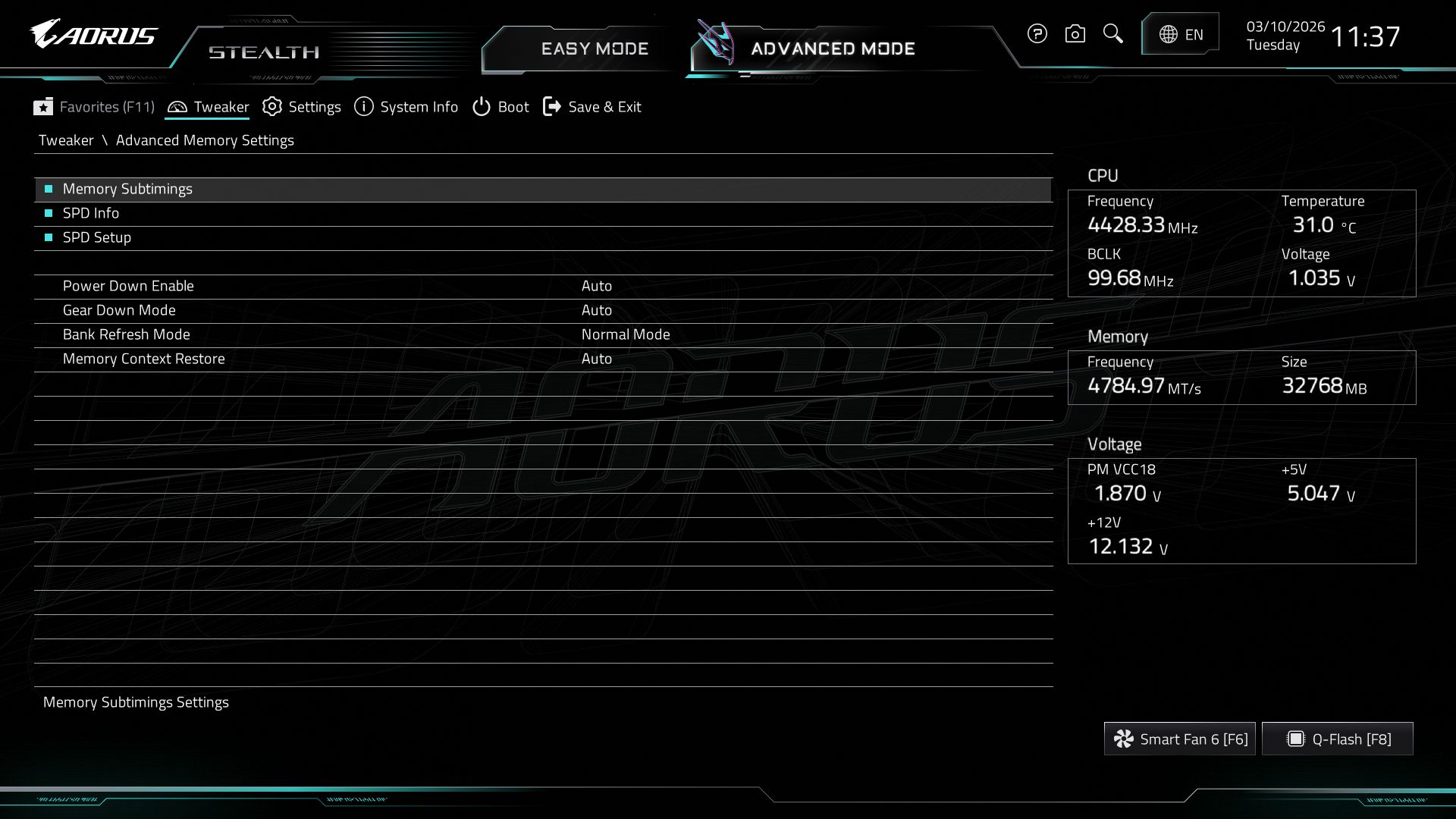 Gigabyte X870 Aorus Stealth - BIOS