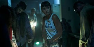 Ella Purnell looking slightly disturbed and confuse in Army of the Dead.