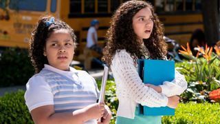 Olivia Goncalves and Savannah Nicole Ruiz as Cucu and Emilia at school in Gordita Chronicles