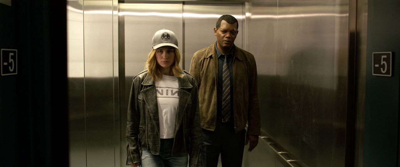 Brie Larson and Samuel L. Jackson.