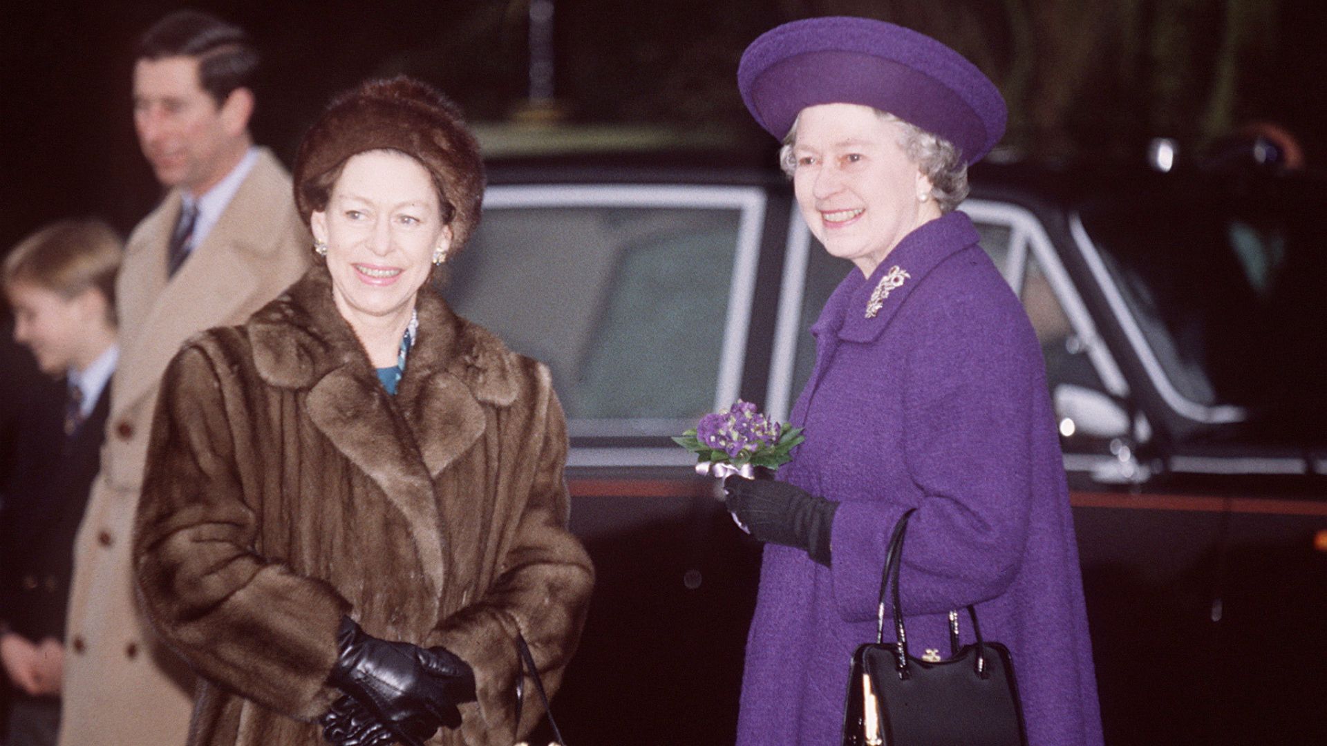 Princess Margaret and Queen Elizabeth On Christmas Day In Sandringham, 1992