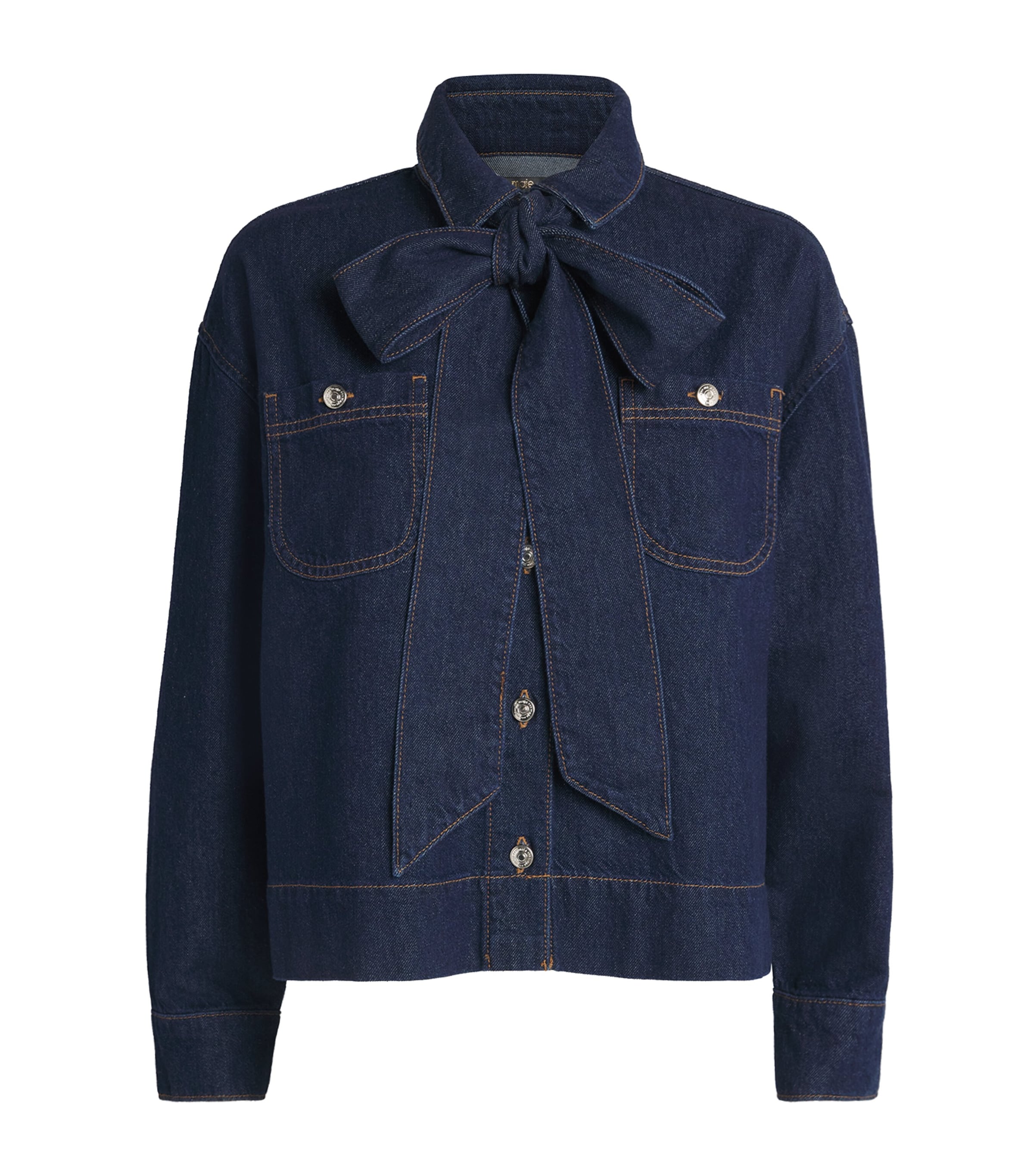 Maje Bow-Detail Denim Jacket