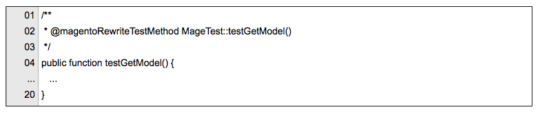 Listing 9: Substitution of a core test