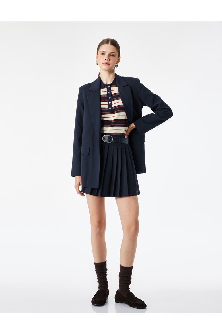 Pleated Mini Skirt With Belt