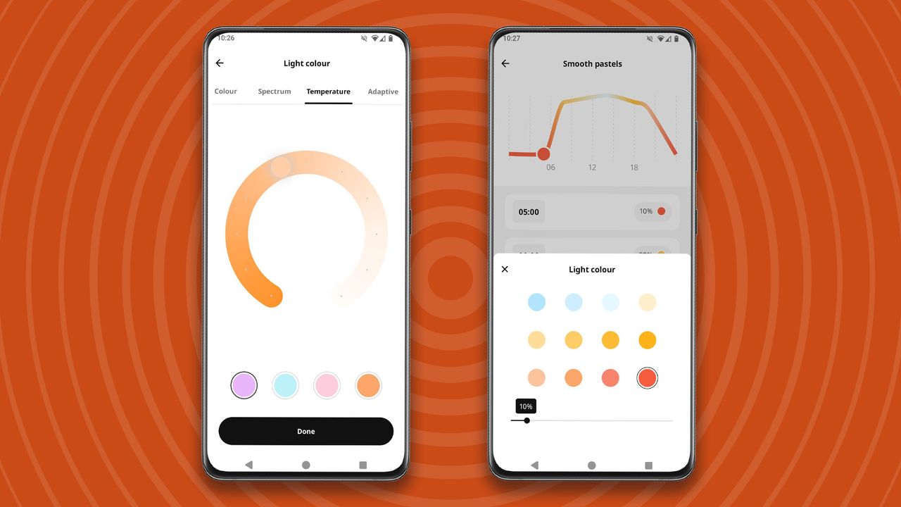 Setting IKEA Varmblixt lamp lighting schedule in IKEA mobile app