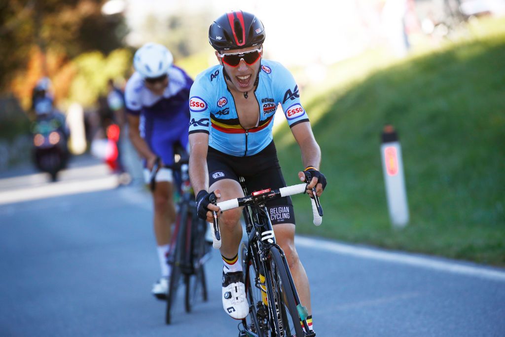 Bjorg Lambrecht of Belgium during the U23 Men's Road Race at the UCI Road World Championships 2018