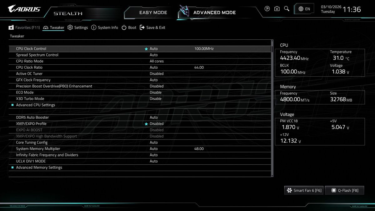 Gigabyte X870 Aorus Stealth - BIOS