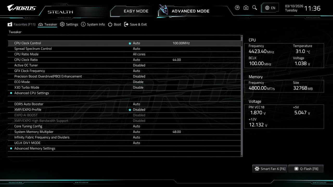 Gigabyte X870 Aorus Stealth - BIOS