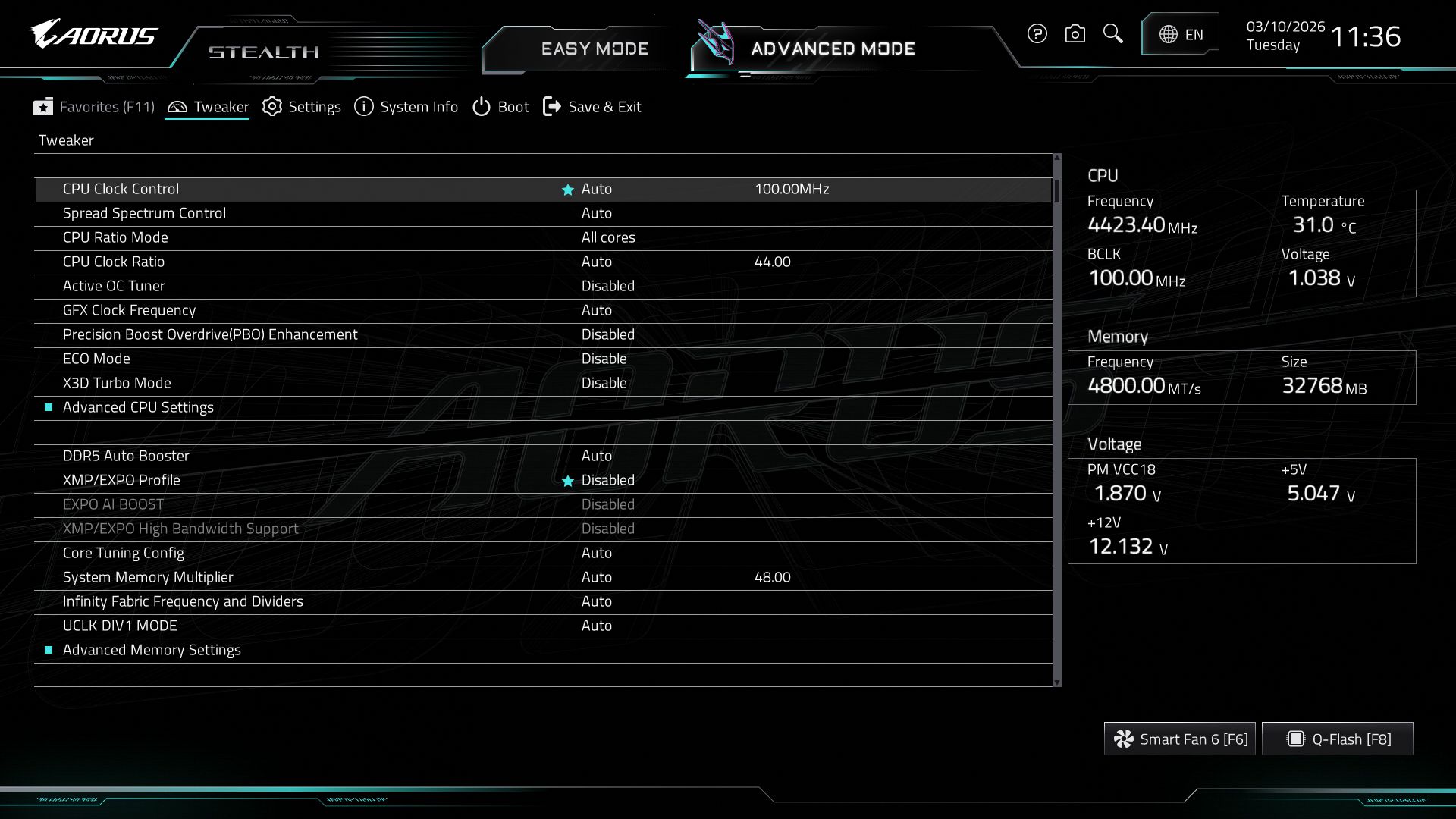 Gigabyte X870 Aorus Stealth - BIOS
