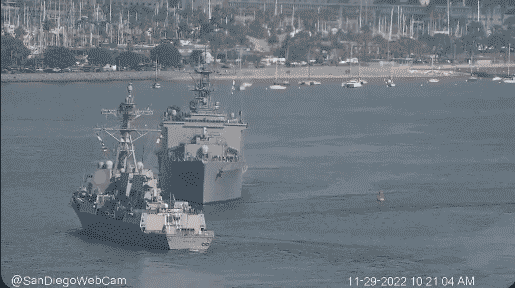 San Diego Web Cam footage of warship chicken incident