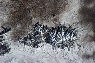 Mountain range in Montana, USA, as seen by Italian astronaut Paolo Nespoli on Jan. 12, 2011.