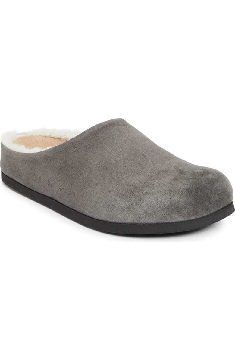 Suede & Genuine Shearling Clog