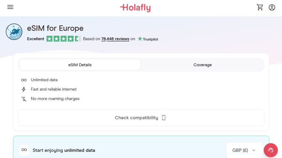 Holafly website screenshot (February 2026).