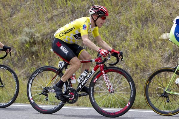 Race leader Levi Leipheimer (RadioShack) resplendent in the yellow jersey.