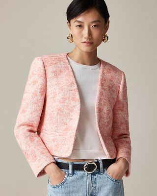 Collarless Jacket in Italian Tweed