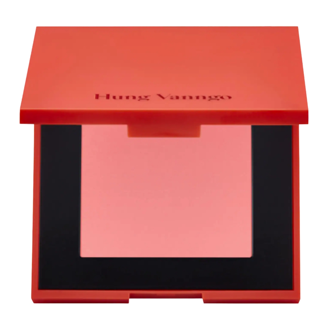 A product shot of the HUNG VANNGO BEAUTY Very Beautiful Matte Velvet Blush in shade Second Language (a rose pink), on a white background