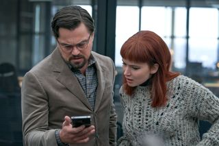 'Don't Look Up' stars Leonardo DiCaprio as Dr Randall Mindy and Jennifer Lawrence as Kate Dibiasky.