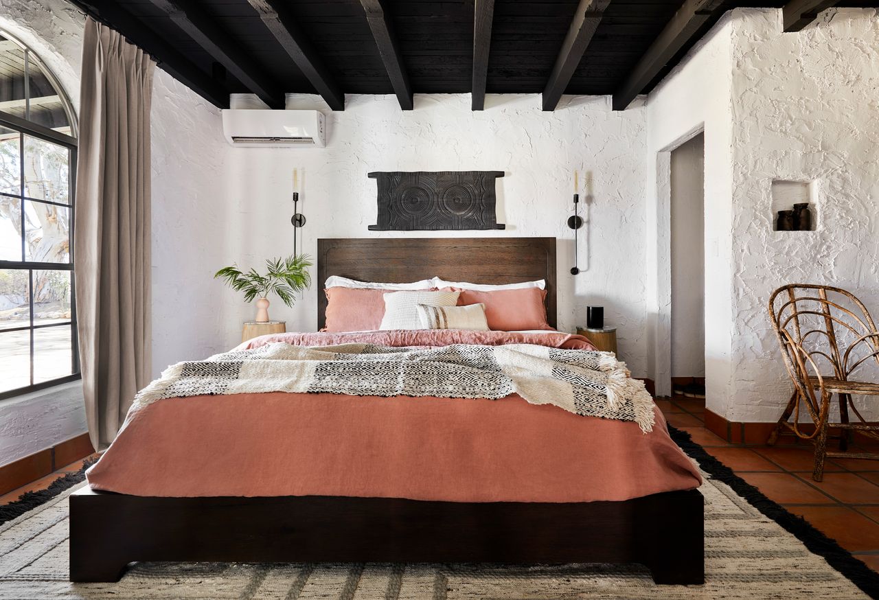 a rustic spanish style bedroom