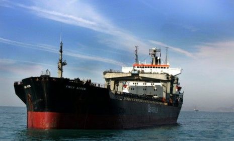 An oil tanker anchored near the Strait of Hormuz: In response to the EU&amp;#039;s planned oil embargo, Iran has threatened to close the critical Persian Gulf oil passage.