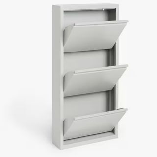 Grey shoe storage unit