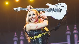 Nita Strauss performs in concert at Resurrection Fest Estrella Galicia 2024 on June 26, 2024 in Viveiro, Spain