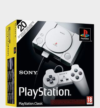 PlayStation Classic box on a plain background