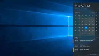 Windows 10 clock and calendar menu