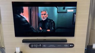 LG G5 OLED TV with Apple TV+'s Wolfs on screen