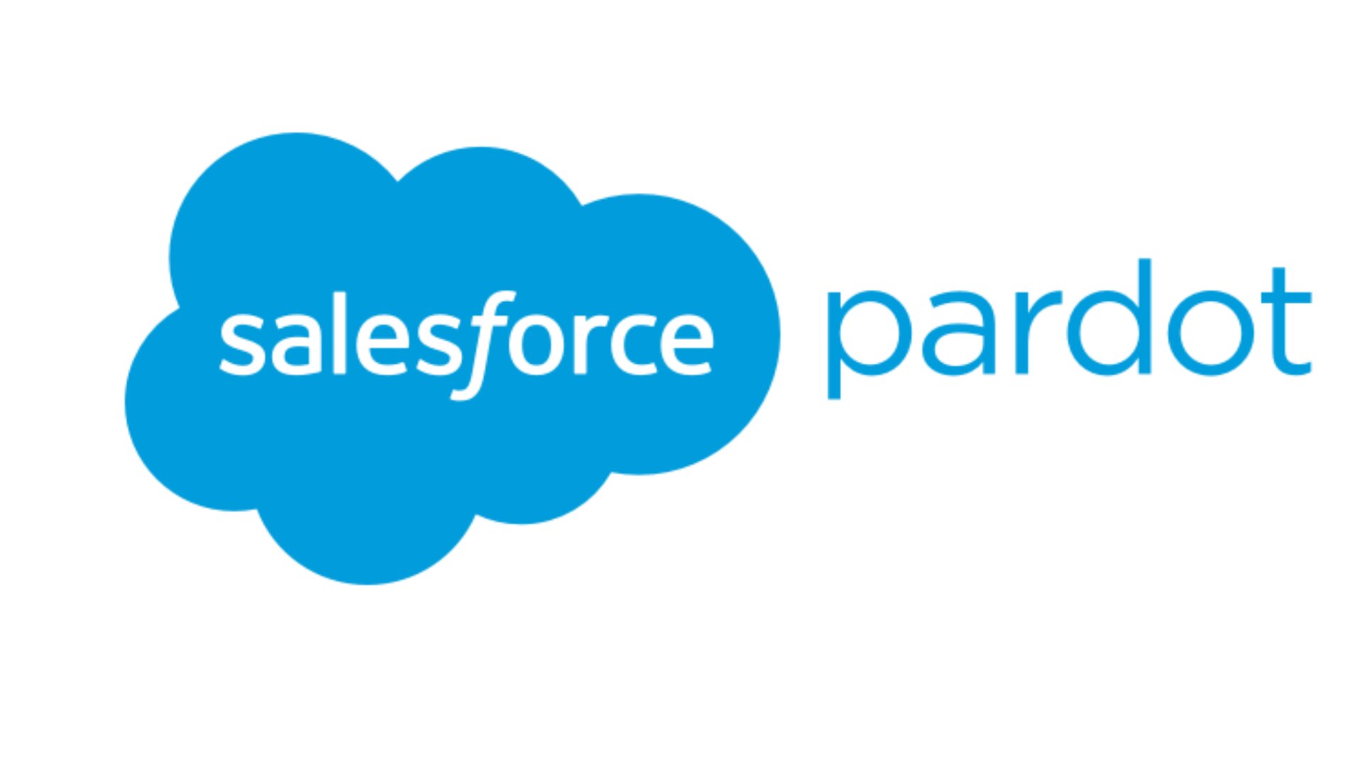 A blue cloud logo with the words "Salesforce Pardot" written in white letters on a white background.