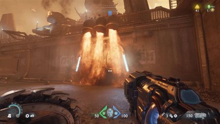 Doom The Dark Ages door blocked by jets of fire from pipes above