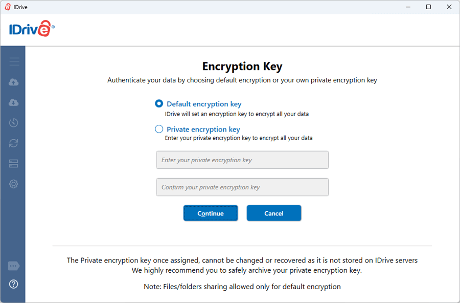 iDrive encryption