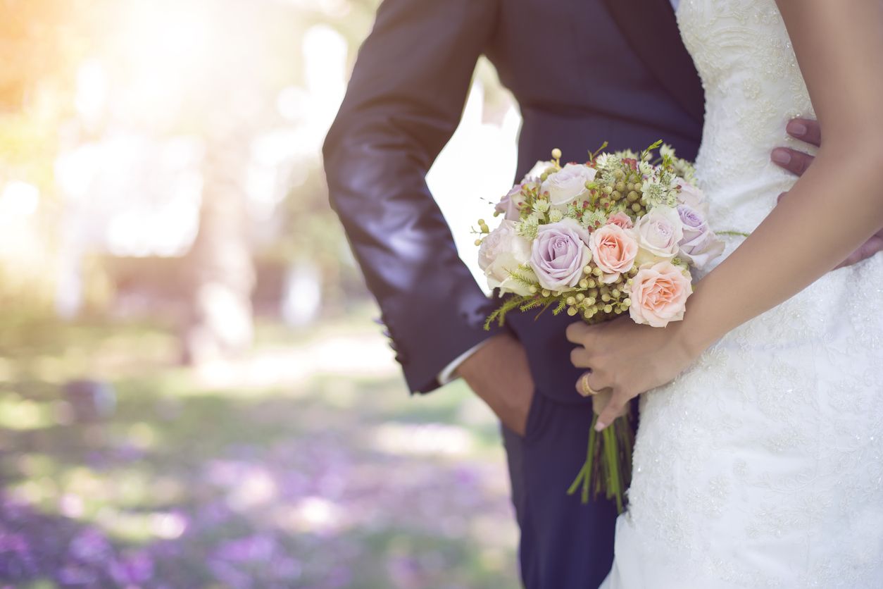 A bride and groom.