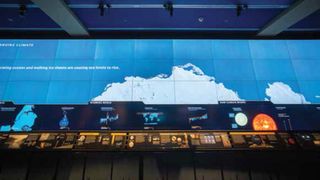 The new Climate Change section features a 9x4 Barco UniSee LCD media wall comprised of 36 high-definition 55-inch tiled panels with essential messages about climate change.