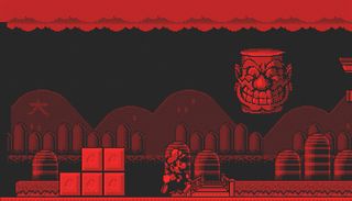 Mario Smash screenshot showing mario walking near a giant wario head