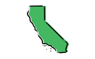 Stylized green sketch map of California illustration