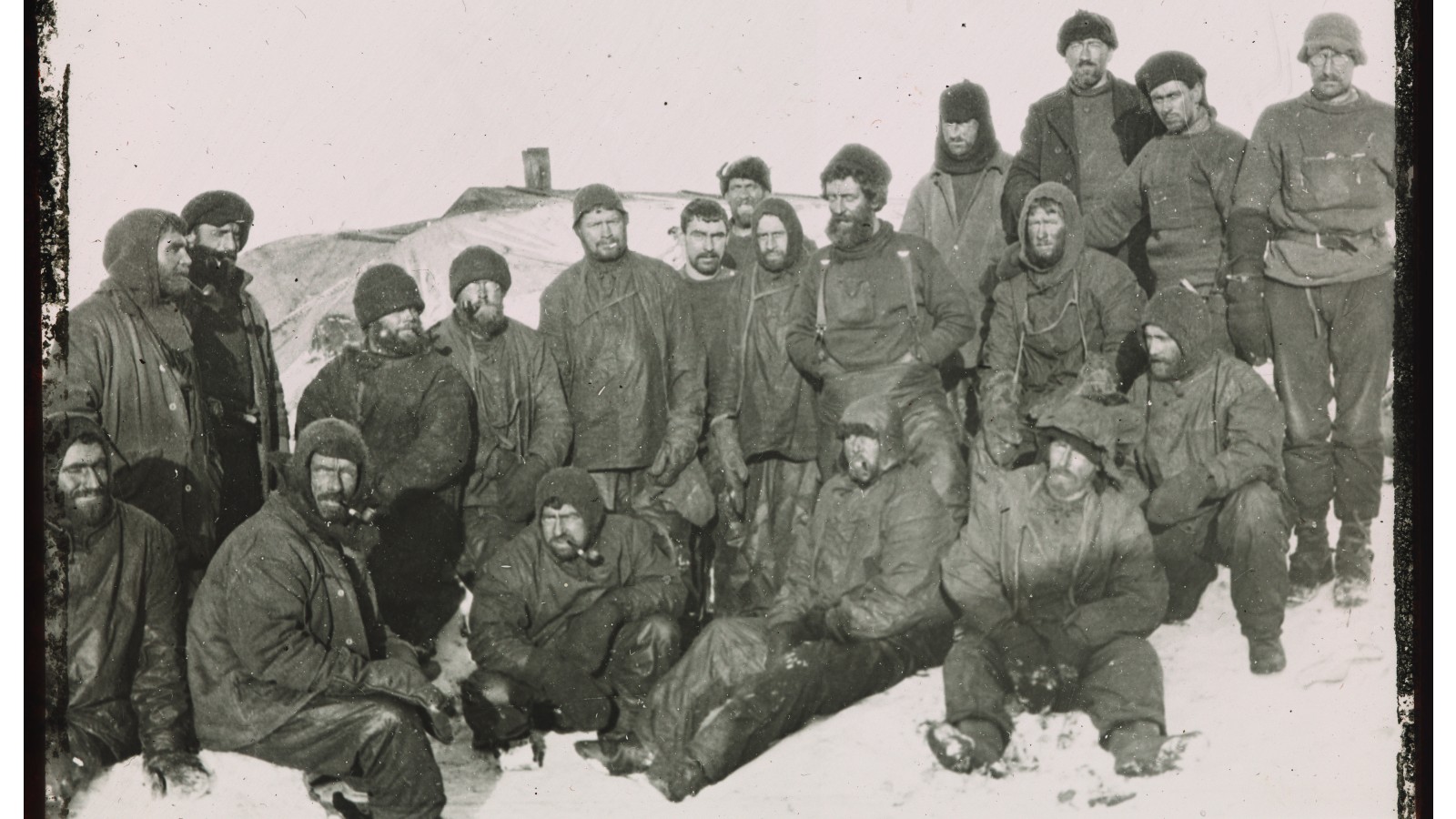 The crew of ‘Endurance’ pictured on Elephant Island awaiting rescue by Shackleton, August 1916
