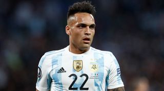 Lautaro Martinez of Argentina looks on during the Finalissima 2022 match between Italy and Argentina at Wembley Stadium on June 1, 2022 in London, England.