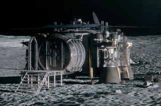The solar-powered Jamestown moon base was designed using Apollo lunar module parts and systems from aboard the (real life) Skylab orbital workshop.
