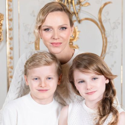 Princess Charlene poses with twin children Princess Gabriella and Prince Jacques