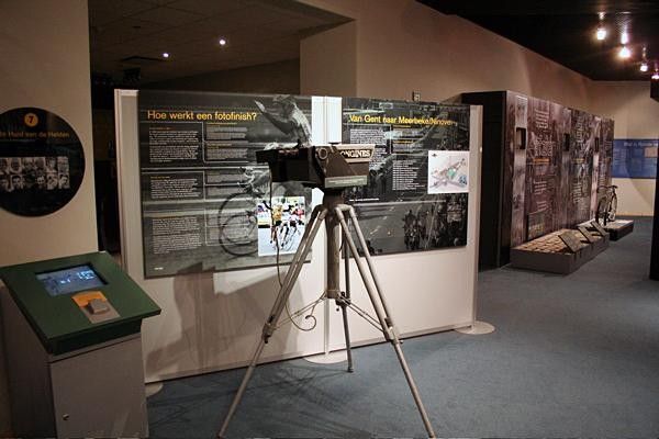 An antique TV camera helps to illustrate the huge task of broadcasting the race through the years.