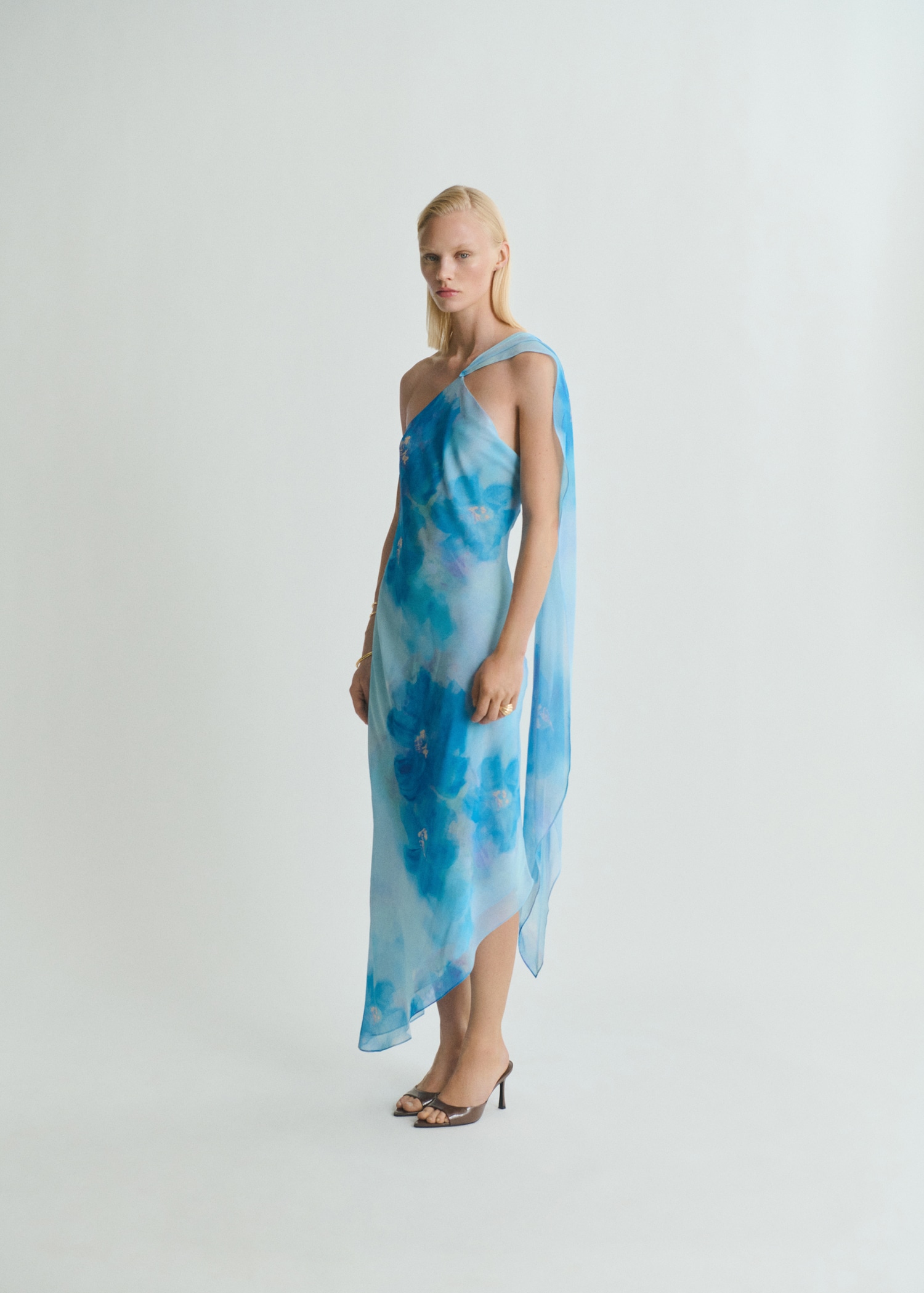 Asymmetrical Floral Scarf Dress - Women | Mango Usa