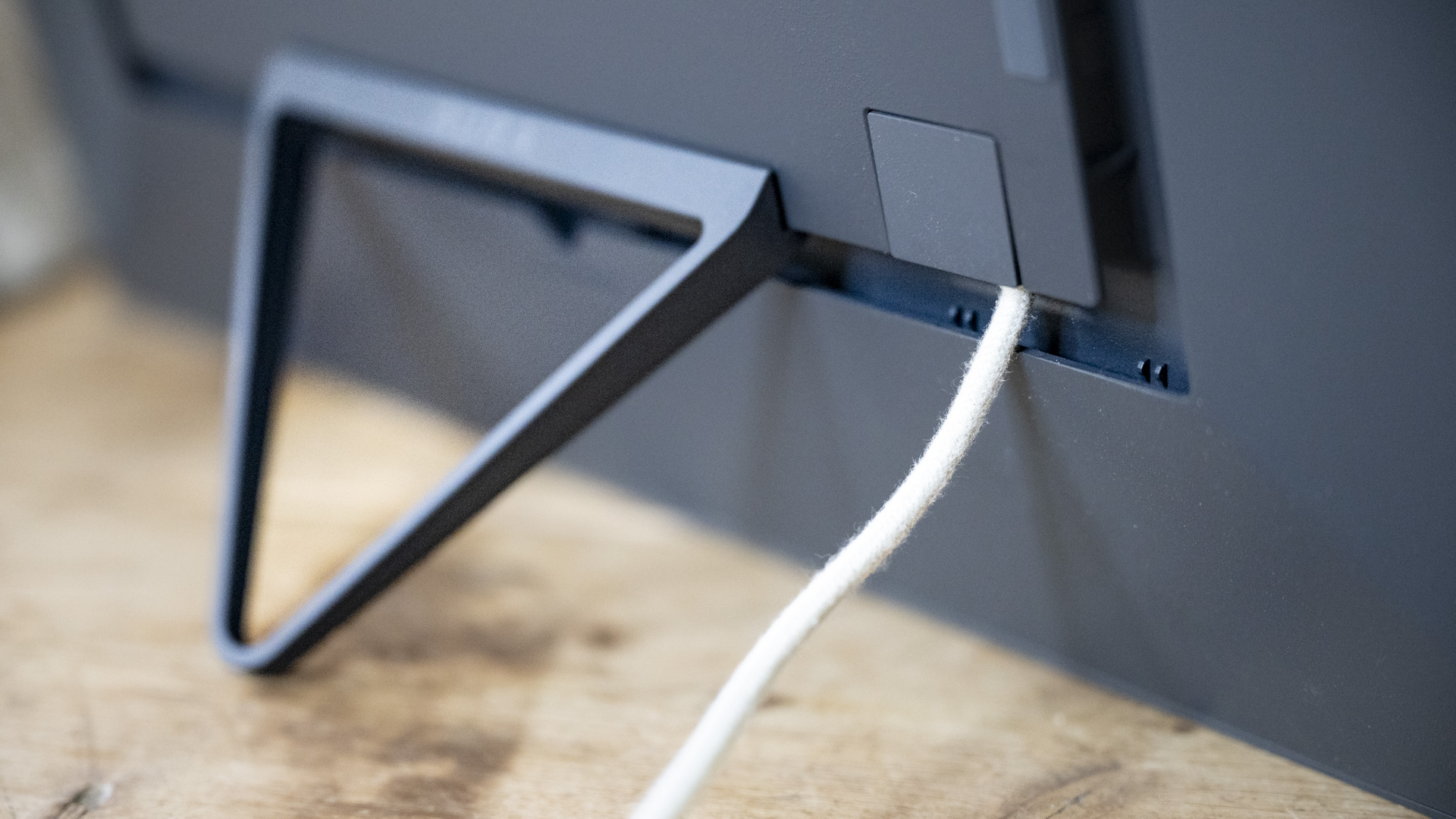 Closeup of Aura Walden digital photo frame charging cable