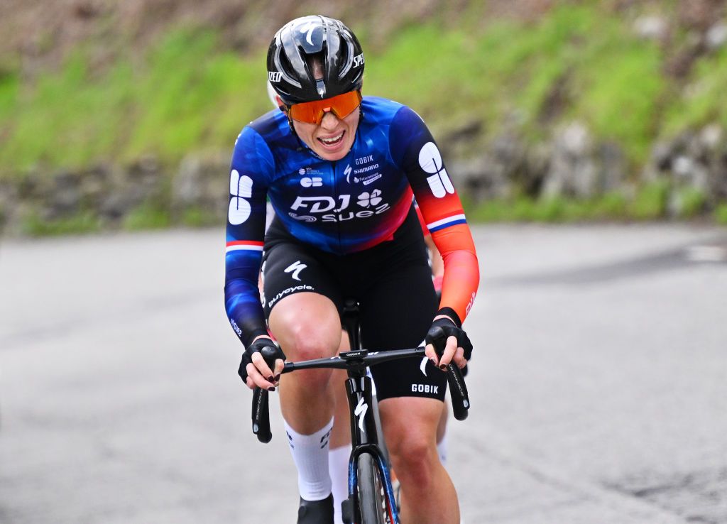 CITTIGLIO ITALY MARCH 16 Demi Vollering of Netherlands and Team FDJ SUEZ competes during the 26th Trofeo Alfredo BindaComune di Cittiglio 2025 Womens Elite a 152km one day race from Luino to Cittiglio UCIWWT on March 16 2025 in Cittiglio Italy Photo by Luc ClaessenGetty Images
