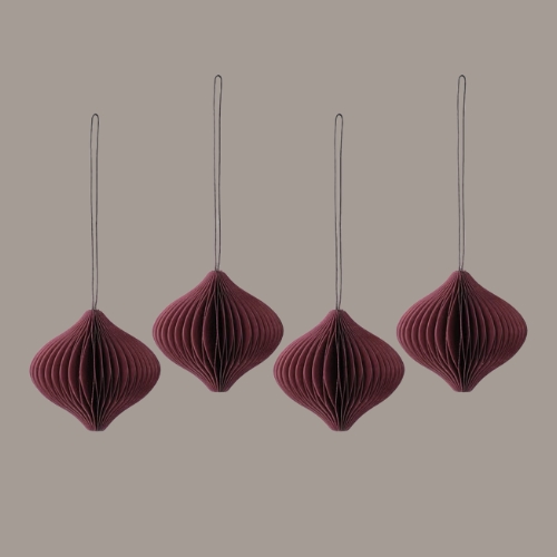 Scandi Living, Onion Baubles 4-Pack, Red