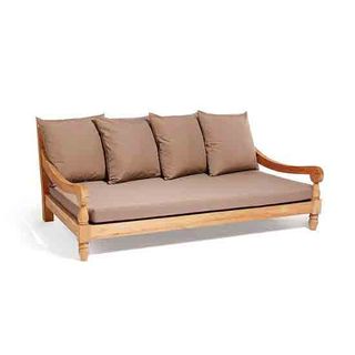 wooden sofa with cushions