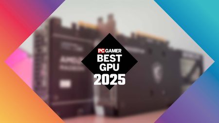 two blurred graphics cards behind a PC Gamer Hardware awards logo
