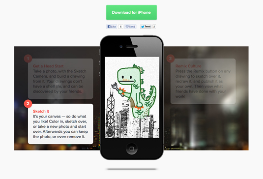 The app lets you upload or take photos then turn them into sketches